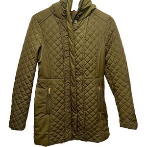 Jones New York Long Green Puffer Jacket
